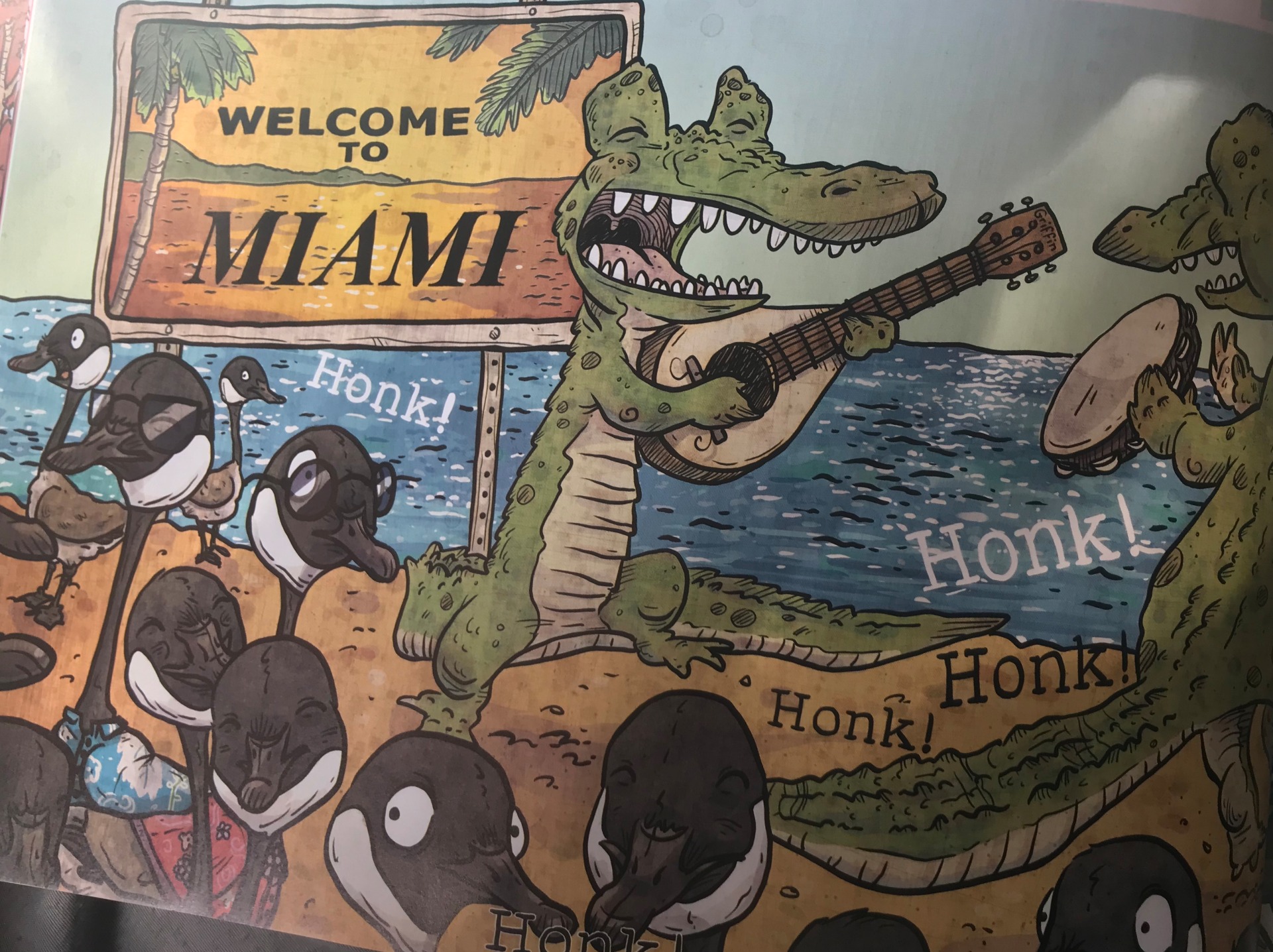 Honk honk honk went the migrating geese, way down south to vacation in peace. (Instrument used: Guiro)